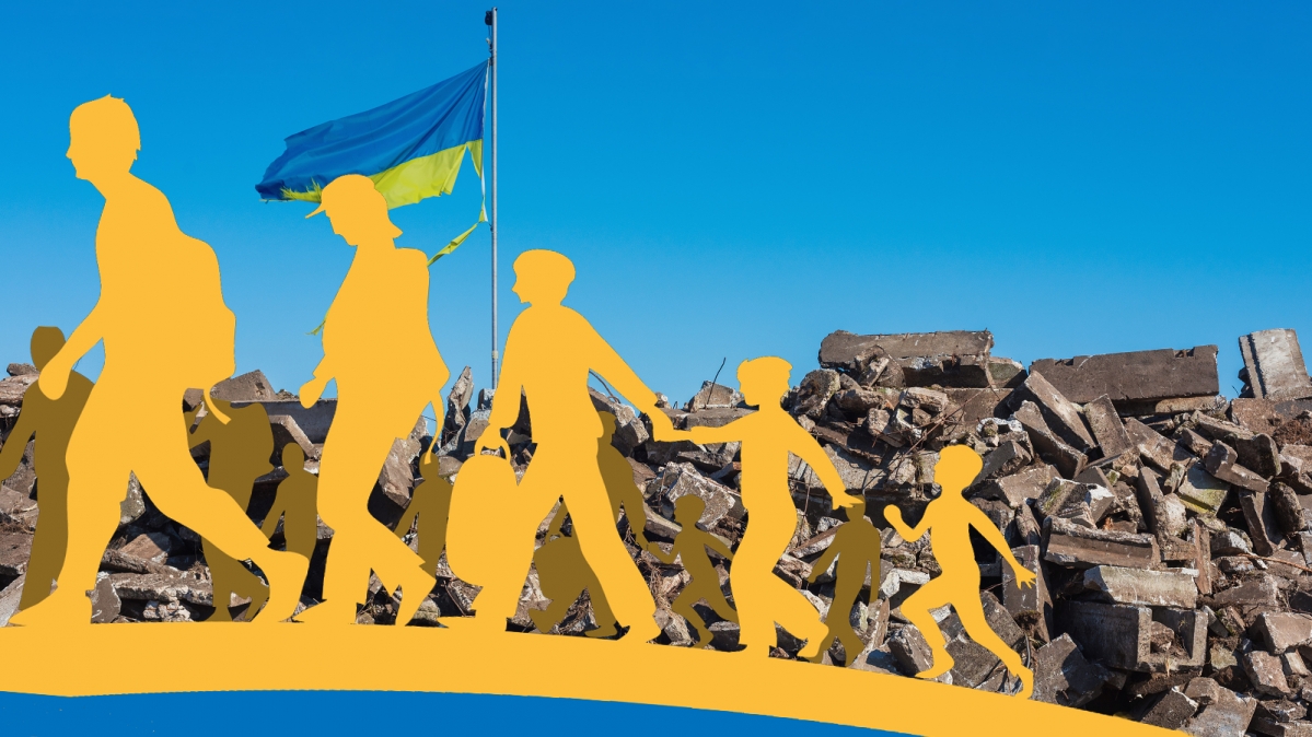 Symbolbild Ukrainekrieg und Massenflucht