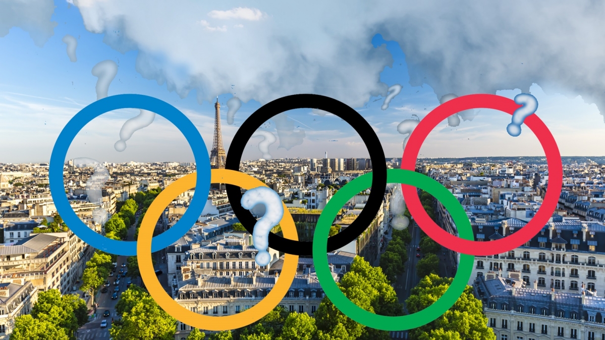 Paris mit den Olympischen Ringen