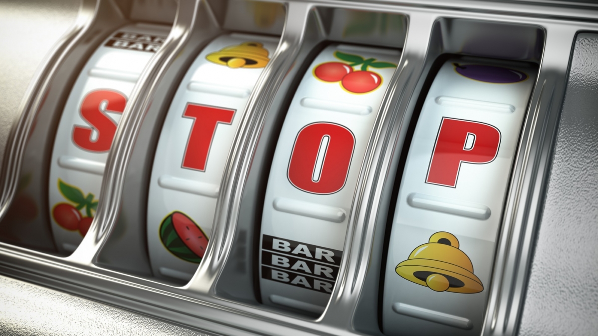 Glücksspielautomat mt Anzeige "Stop"