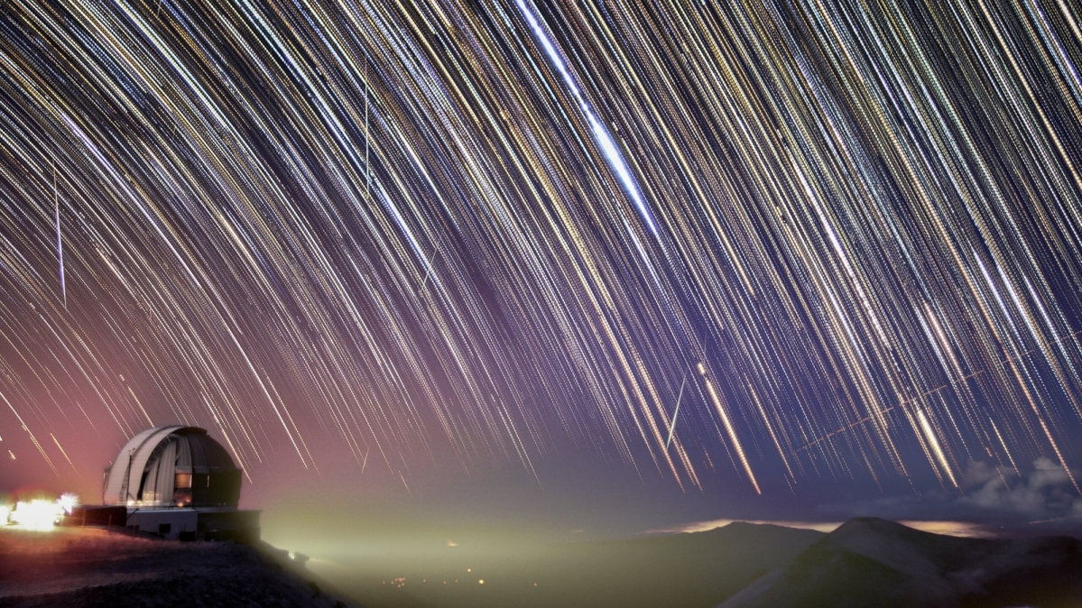 Geminid meteor shower over Gemini North on 13 December 2020