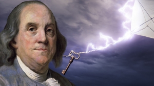 Benjamin Franklin (1706-1790) im ALter von 79 Jahren