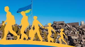 Symbolbild Ukrainekrieg und Massenflucht