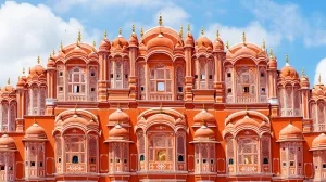 Fassadendetail des Hawa Mahal in Jaipur