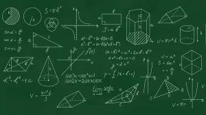 Wandtafel mit Geometrie- und Algebra-Motiven