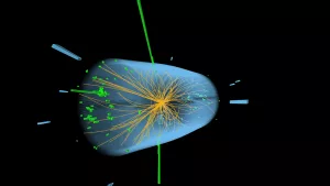 Ein Higgs-Photon zerfällt in ein Photonenpaar.