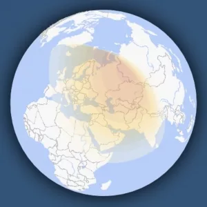 Zone der partiellen Sonnenfinsternis am 25. Oktober 2022