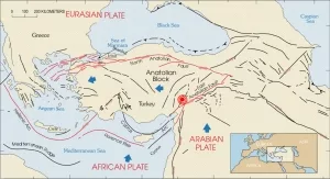 Tektonische Karte der Türkei