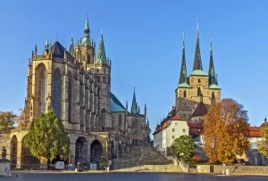Domplatz in Erfurt mit Dom und Severikirche