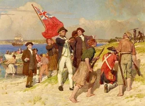 Painting by E. Phillips Fox depicting the landing of Lieutenant James Cook, RN, at Botany Bay, 29 April 1770