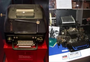 Fernschreiber-Modelle der historischen Hotline zwische Washington und Moskau