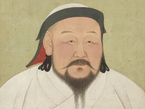 Porträt Kublai Khans, um 1294, aus dem Album der Yuan-Kaiser-Porträts im Nationalen Palastmuseum, Taipeh
