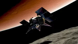 MMX-Sonde kurz vor der Landung auf Phobos.
