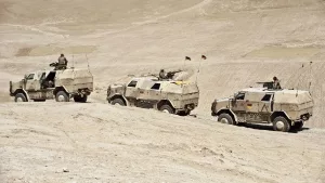 Dingo-ATFs der Bundeswehr in den Hügeln außerhalb der nordafghanischen Stadt Mazar-e-Sharif, 2011