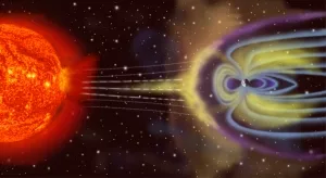 Künstlerische Darstellung eines geomagnetischen Sturms