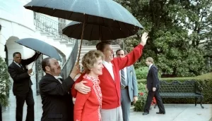President Ronald Reagan and Nancy Reagan Returning Home to The White House from George Washington Hospital, 4/11/1981