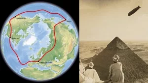 Route der Weltumrundung dr LZ 127 (r; 1929) und LZ 127 über den Pyramiden (1931) 