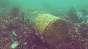 Rostzerfressen Bodenseemine in der Ostsee