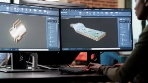 Bildschirmarbeitsplatz mit CAD-Anwendung