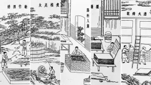 Five Steps of Papermaking in Holzschnitten der Ming-Zeit