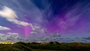 Polarlichter über den Dünen Norderneys am 17.04.2024